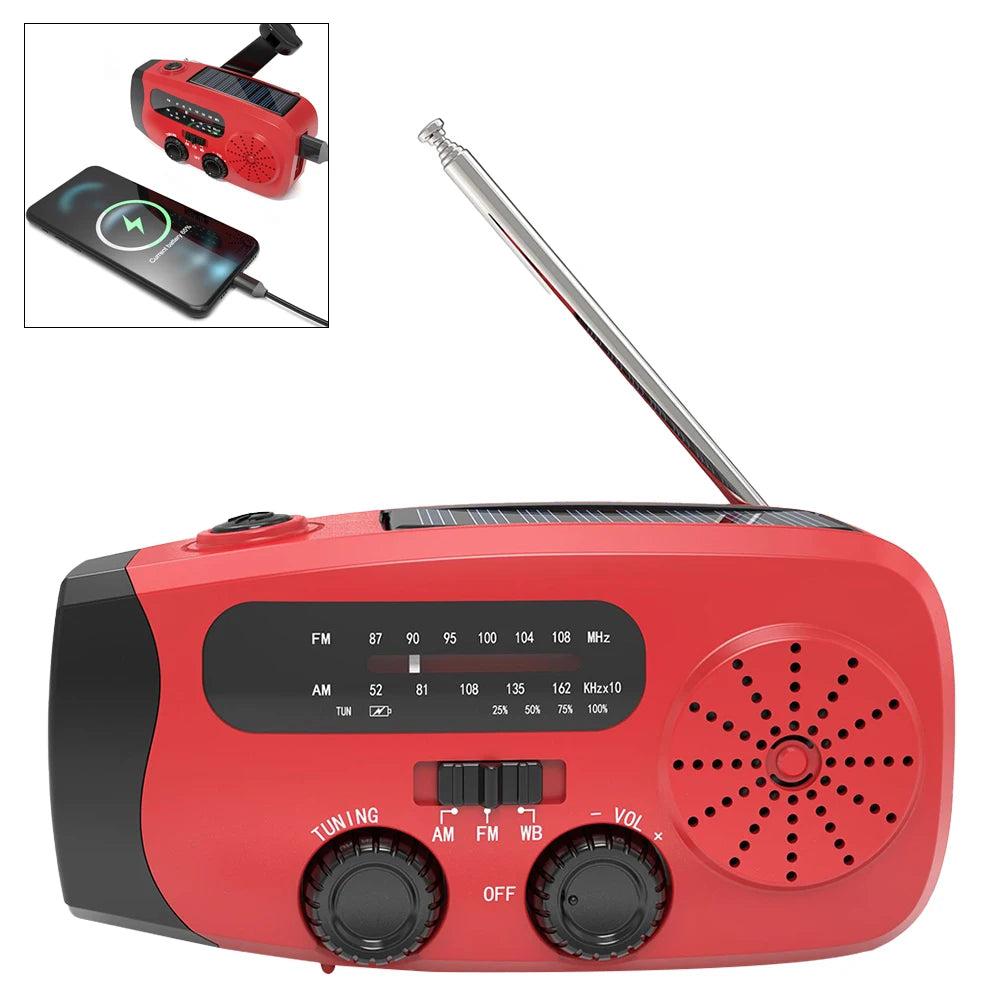 Emergency Hand Crank Radio With LED Light USB Charge Solar