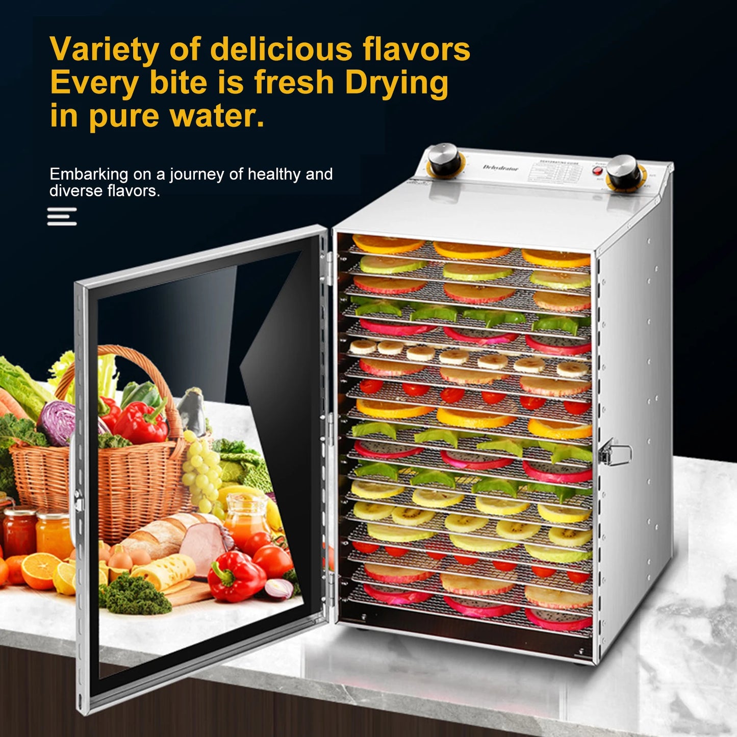 Stainless Steel 18 Tray Food Dehydrator 800W With Temperature Control