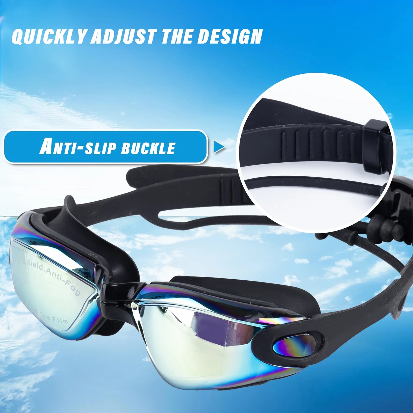 Hign-concerned 4pcs Professional Swimming Goggles Set for Adults with Adjustable Straps Nose Bridge UV Protection