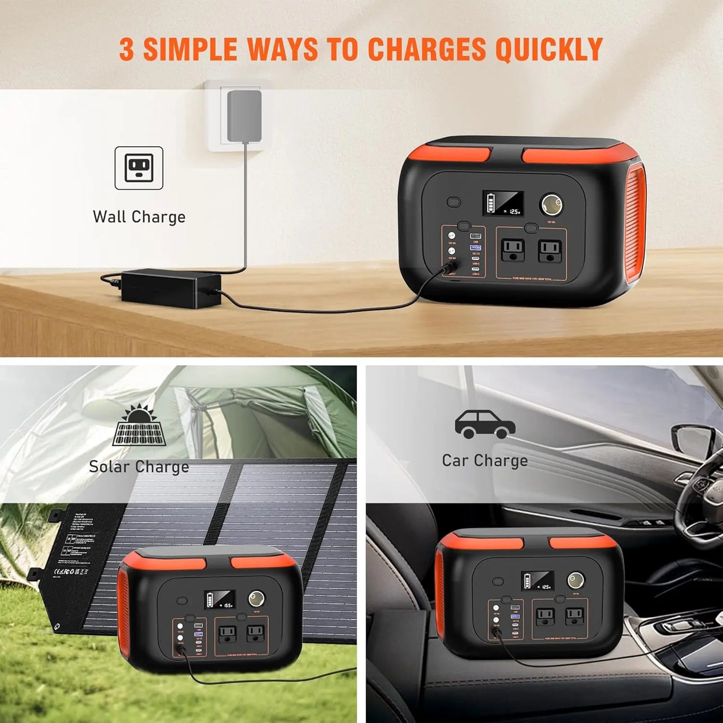 SinKeu Portable Power Station 600W 300W 200W 120W Solar Generator