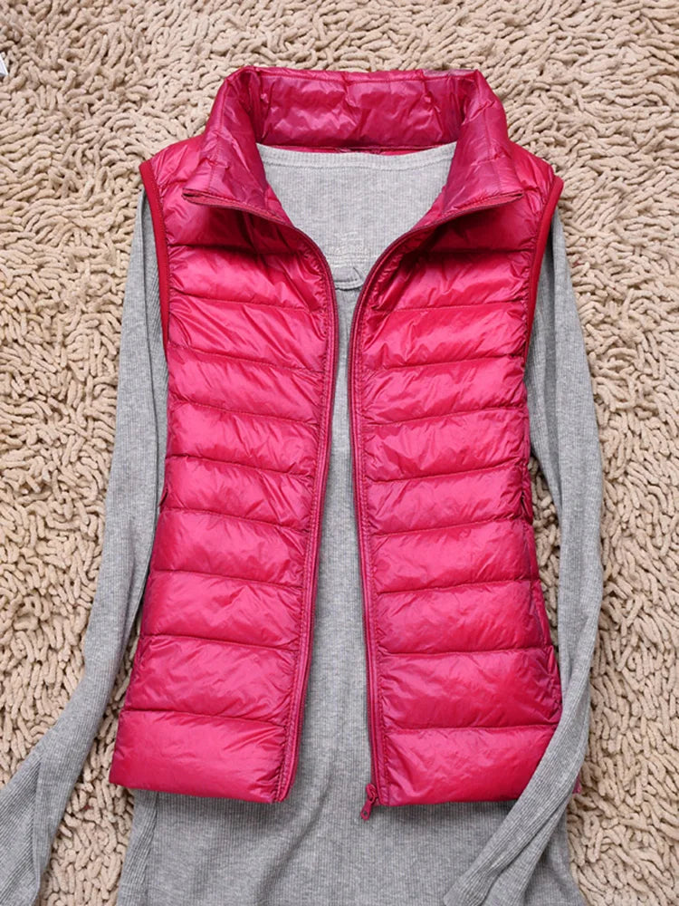 VNFDWJCN Ultra Thin Down Jacket Vest Women Slim Warm Puffer