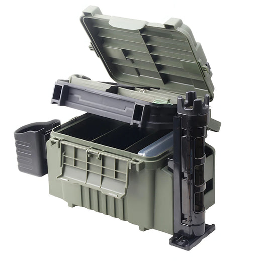 Fishing Box Barrel Holder Detachable Fishing Box Rod Display Bracket Adjustable Portable  Snap Design Outdoor Accessories