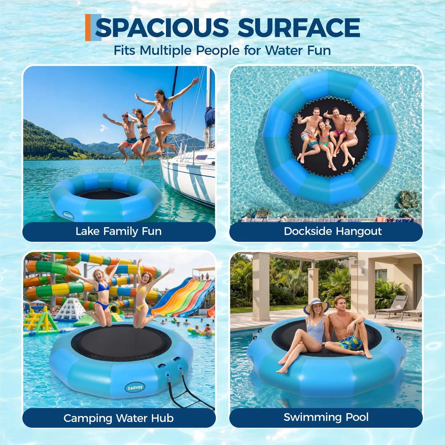 HiMISS Inflatable Water Trampoline Pool Bouncer With Ladder