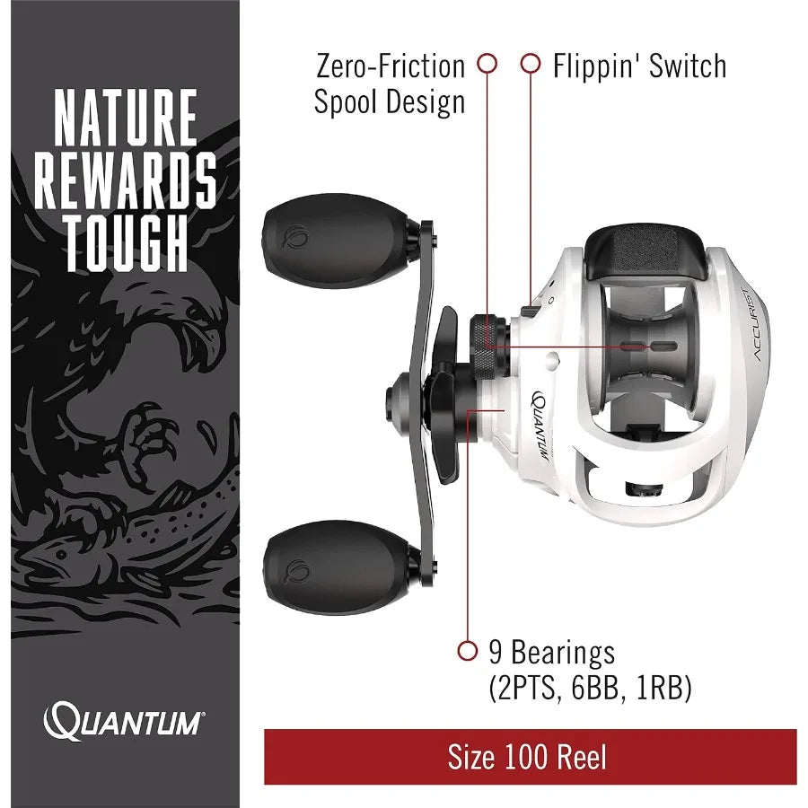 Accurist Baitcast Reel With Oversized Non Slip Handles And Anti Reverse Clutch