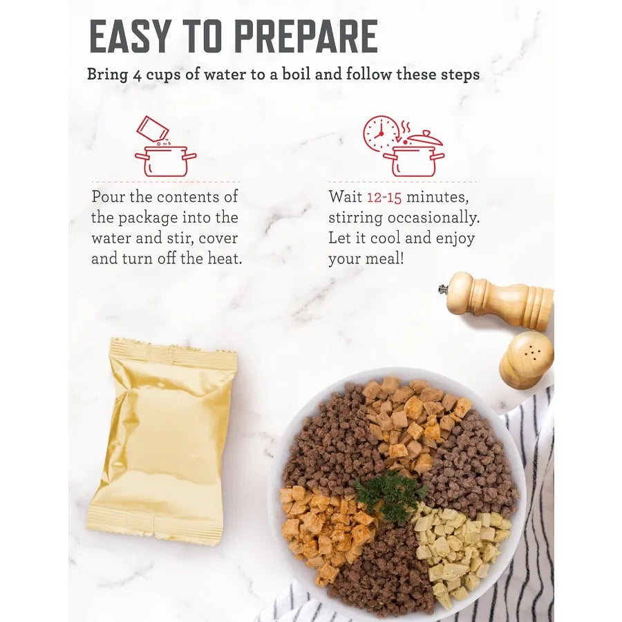 Emergency Food Supply 88 Servings Freeze Dried Meat and Rice
