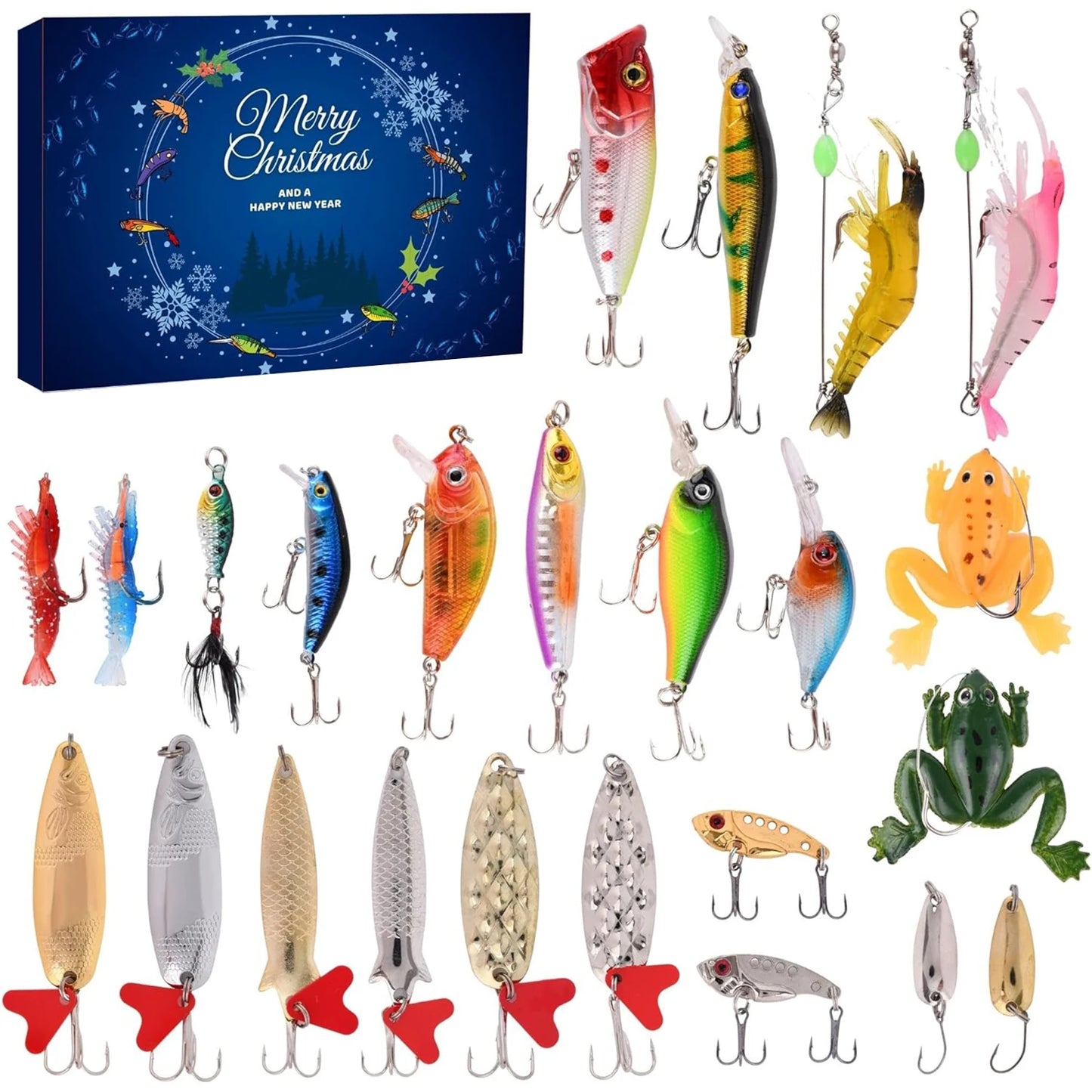 APWIKOGER 24 Day Fishing Lure Advent Calendar Christmas Countdown