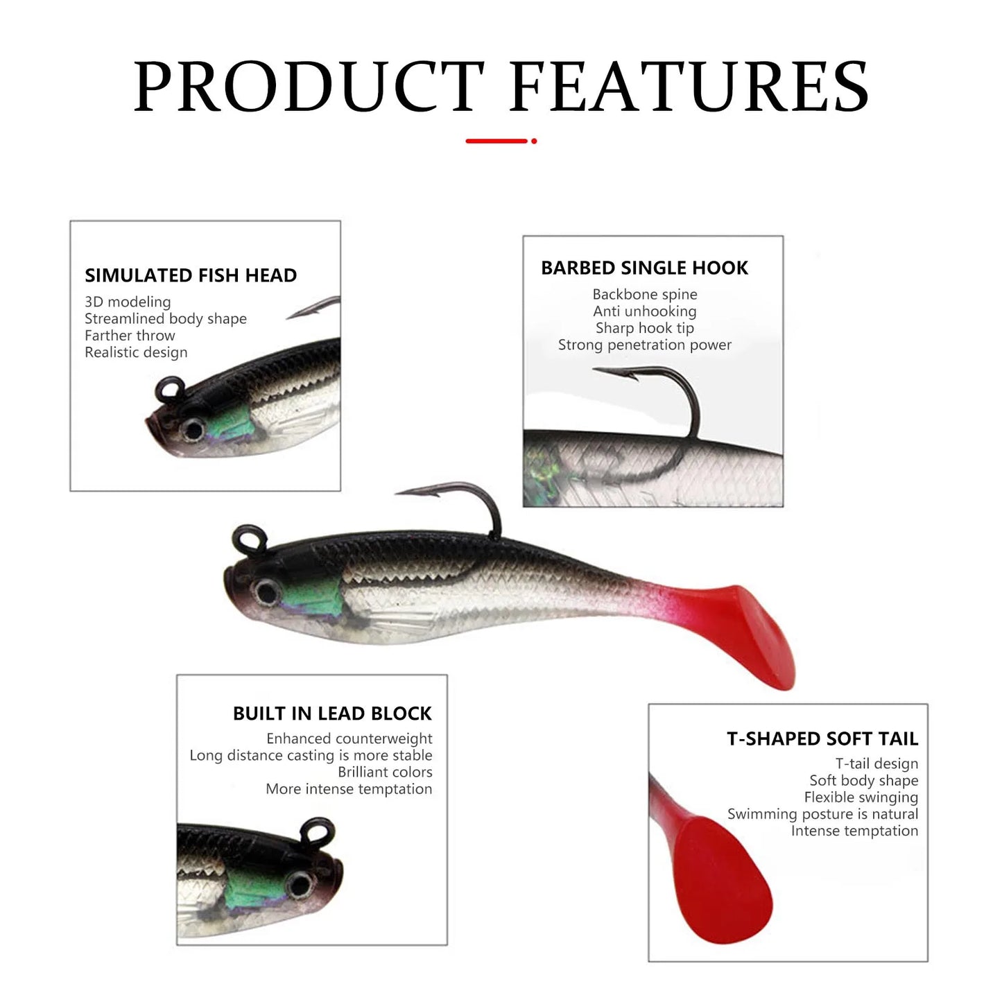 Soft Fishing Lures Swim Baits For Saltwater Pike Walleye Perch