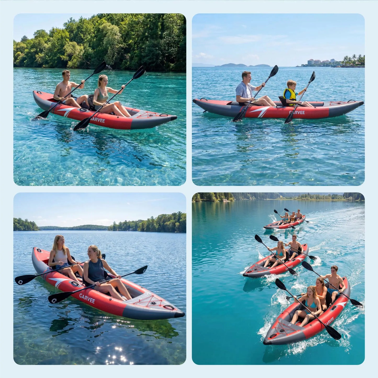 HiMISS Inflatable Kayak Two Person Portable Fishing Touring Boat