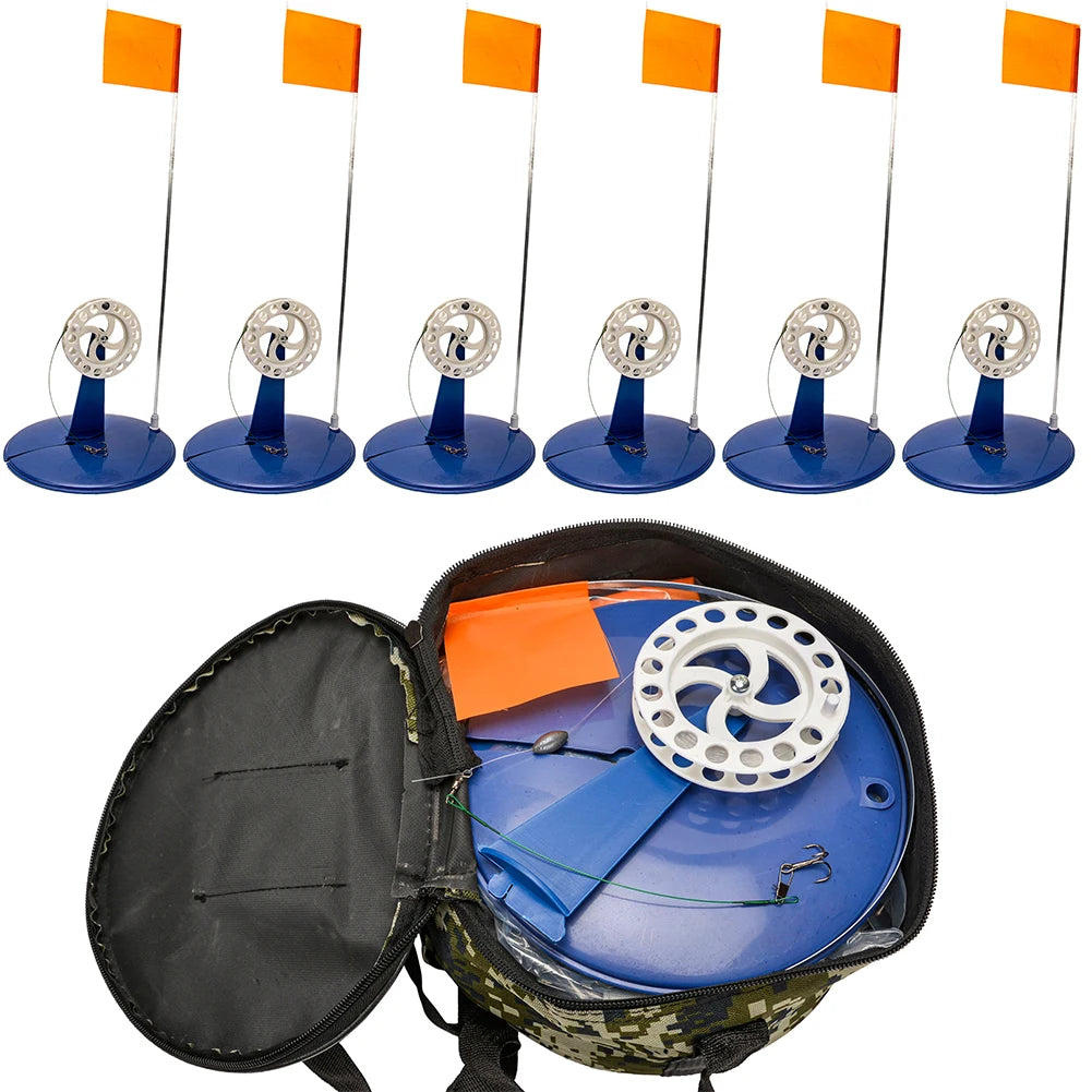 APWIKOGERH Tip Up Ice Fishing Pole Braking System Six Pack