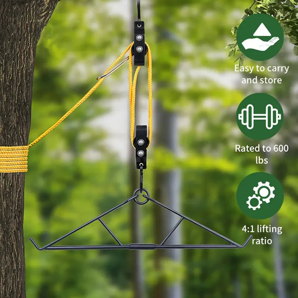 Deer Game Hoist Pulley Lift System With Gambrel Hunting Accessories