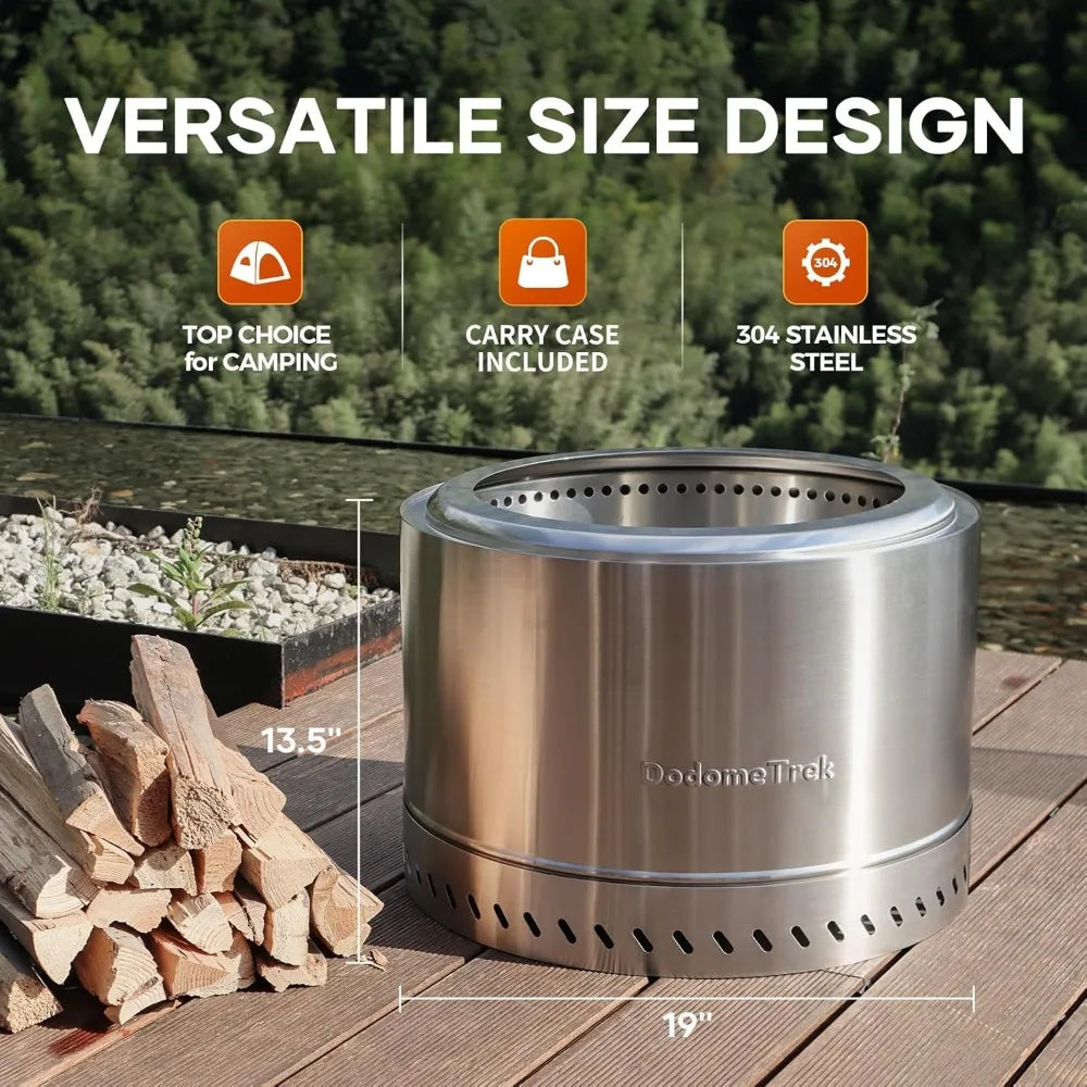 Portable Outdoor Stainless Steel Smokeless Wood Burning Fire Pit