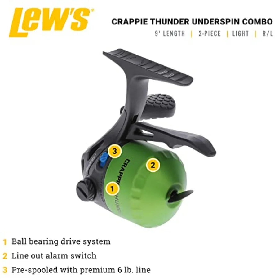 Crappie Thunder 2Pc Rod Underspin Reel For Precision Fishing