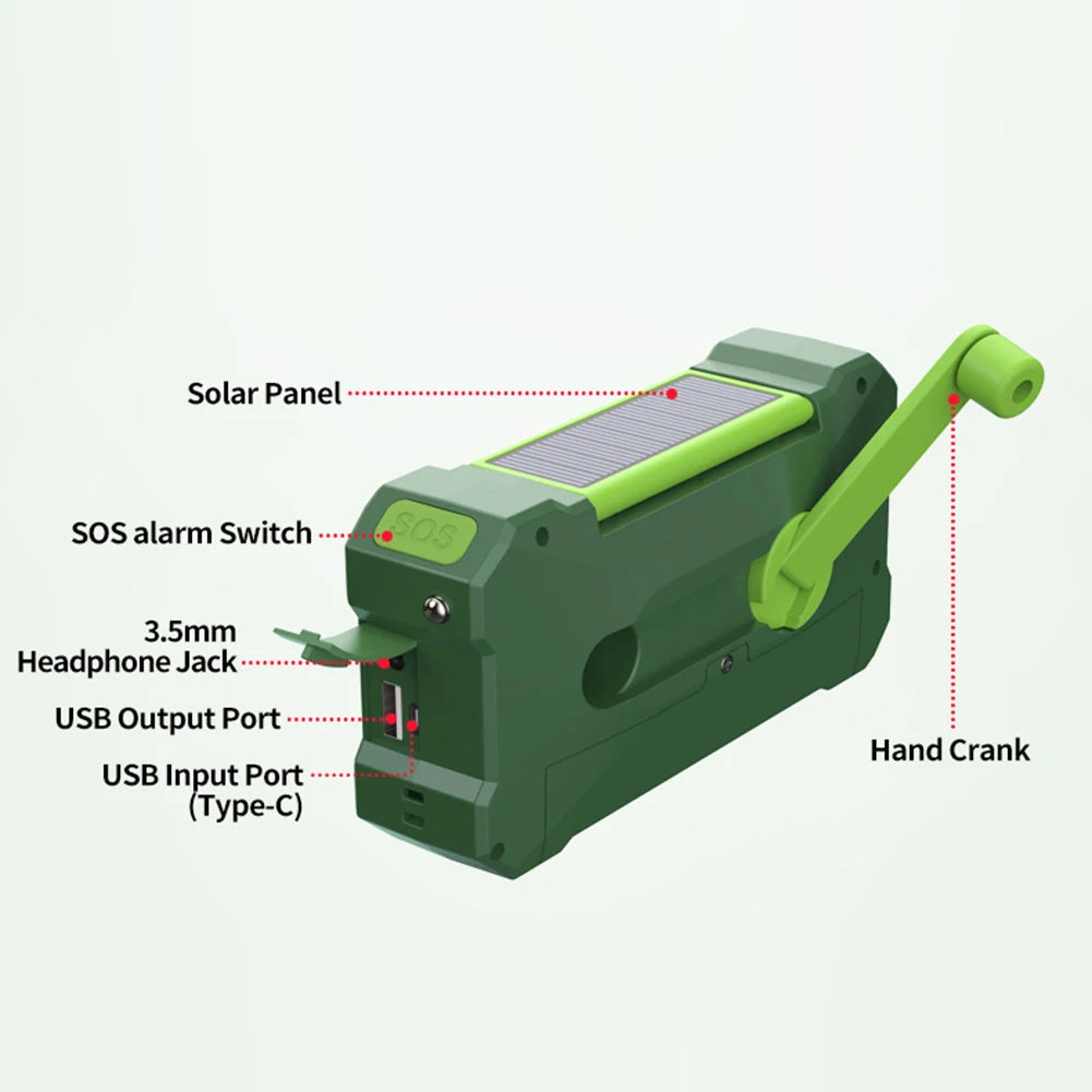 Hign-concerned 10000mAh Portable Emergency Radio Solar Hand Crank LED Light