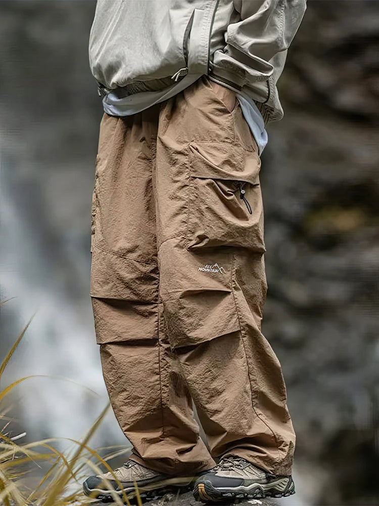 Men Waterproof Baggy Hiking Cargo Pants Outdoor Wide Leg Trousers