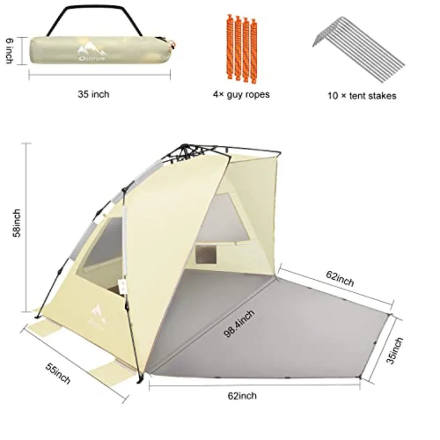 Pop Up Beach Tent Sun Shelter For 5-6 People Portable