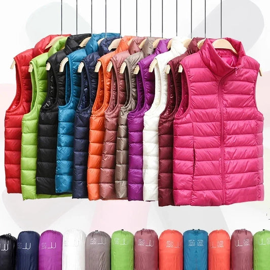 VNFDWJCN Ultra Thin Down Jacket Vest Women Slim Warm Puffer