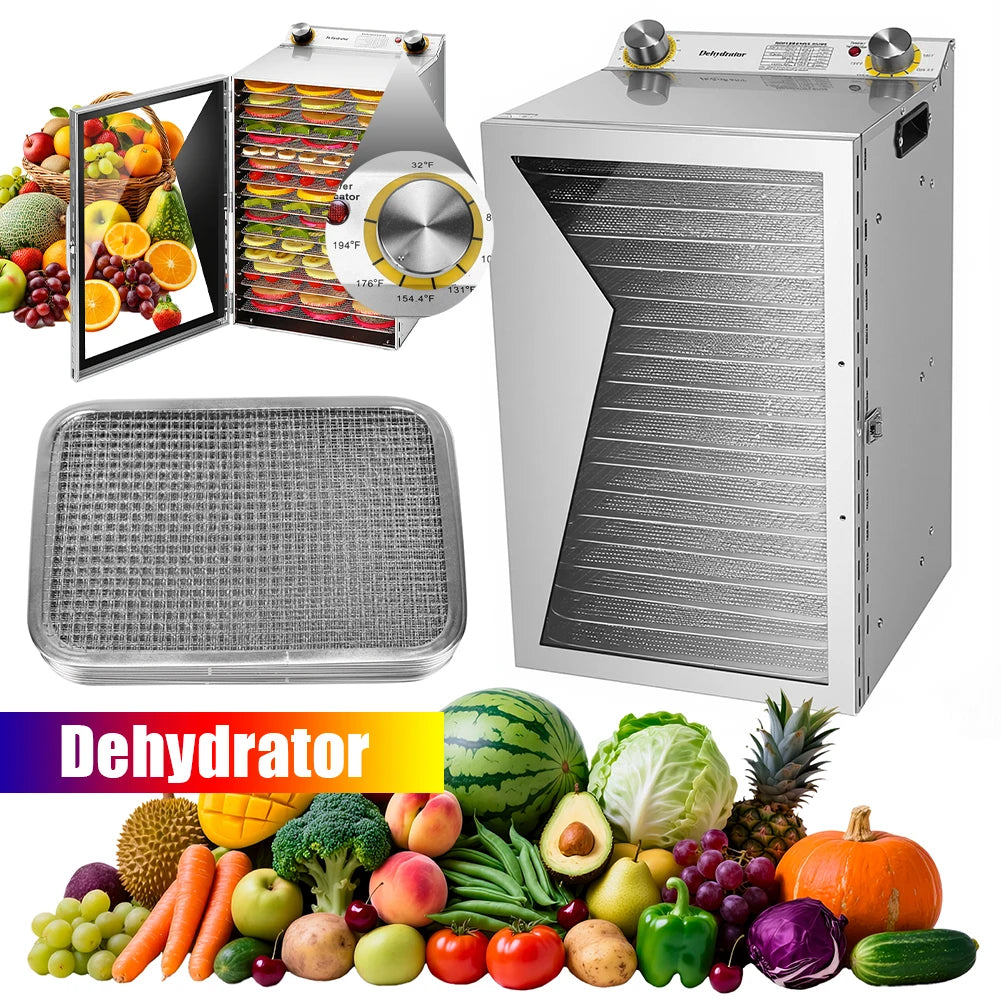 Stainless Steel 18 Tray Food Dehydrator 800W With Temperature Control