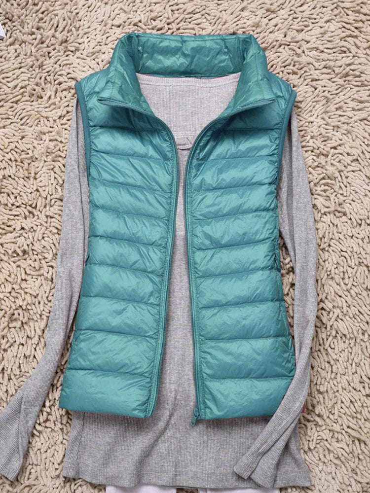 VNFDWJCN Ultra Thin Down Jacket Vest Women Slim Warm Puffer