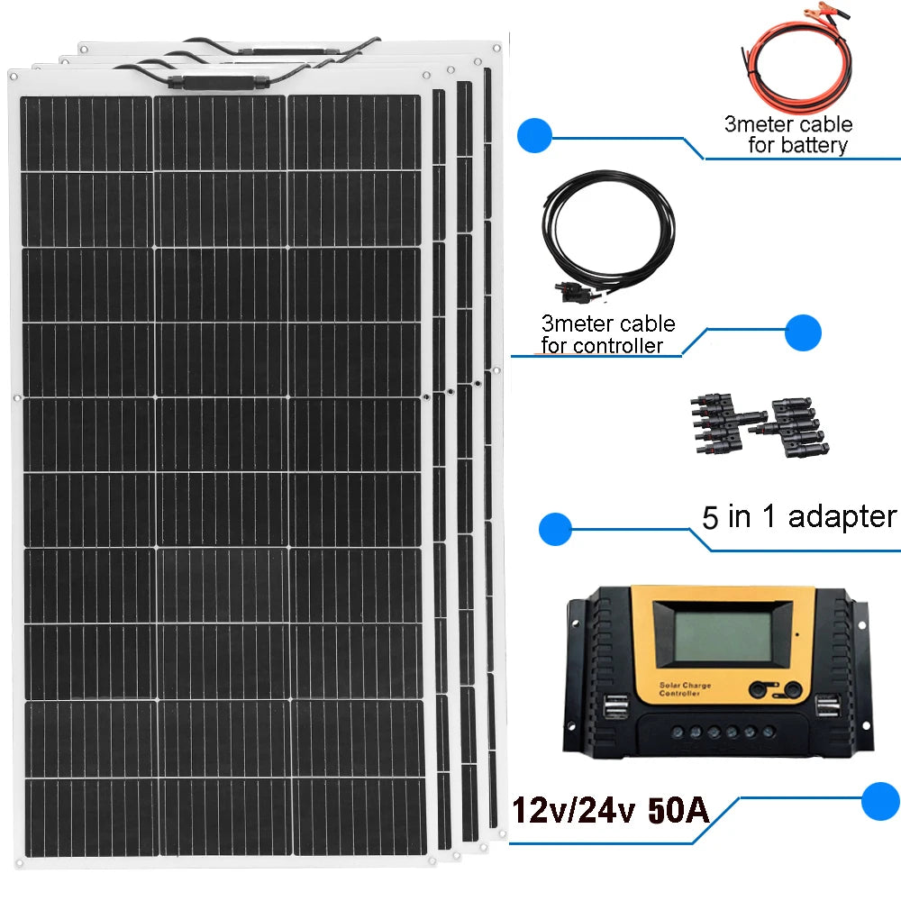 Xinpuguang 100W Flexible Monocrystalline Solar Panel For 12V PowerSystems Rechargeable