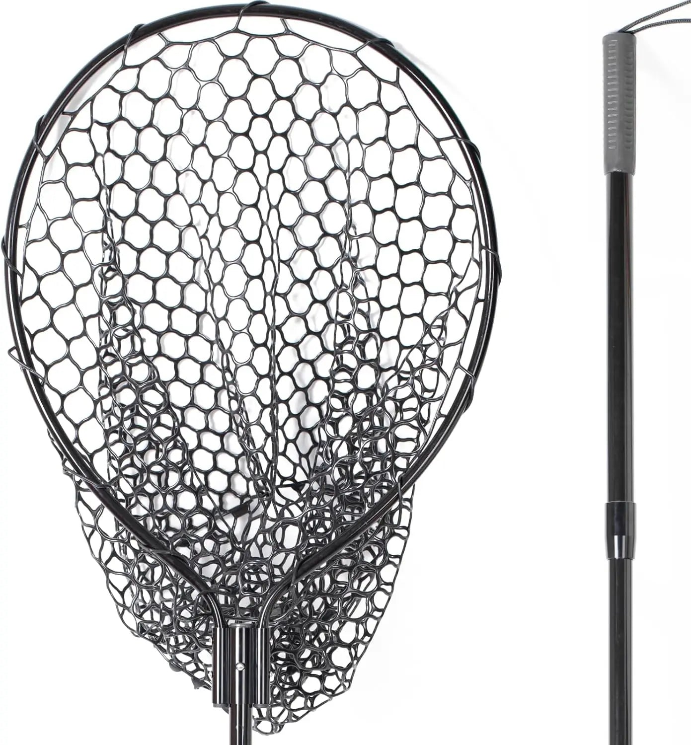 Fishing Landing Net With Telescoping Handle And Soft Rubber Mesh
