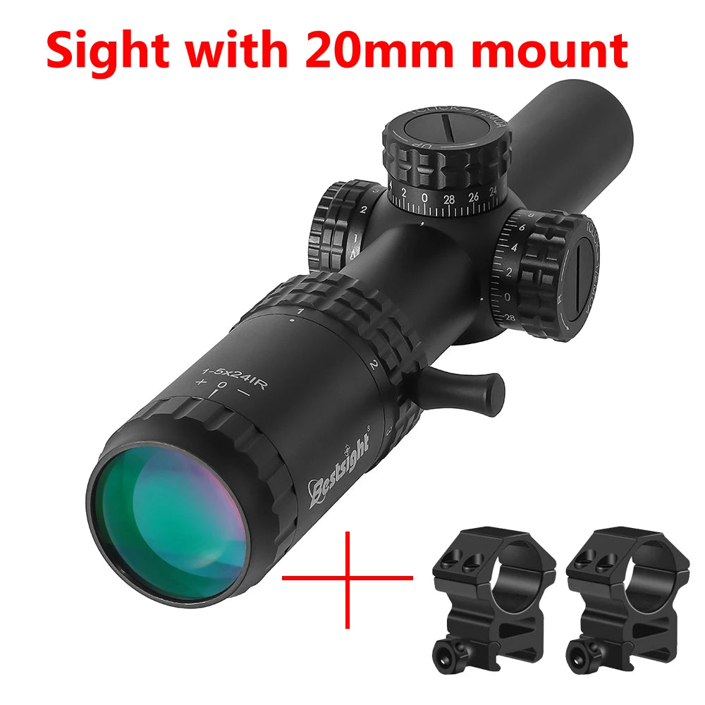 Bestsight 1 To 5X24 Tactical Rifle Scope Red Green Illuminated Reticle Second Focal Plane IPX7