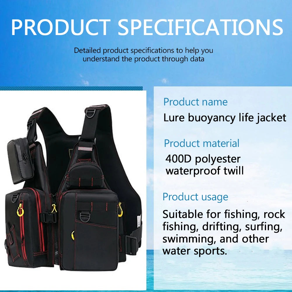Outdoor Fishing Life Jacket Vest With Buoyant Material And Pockets