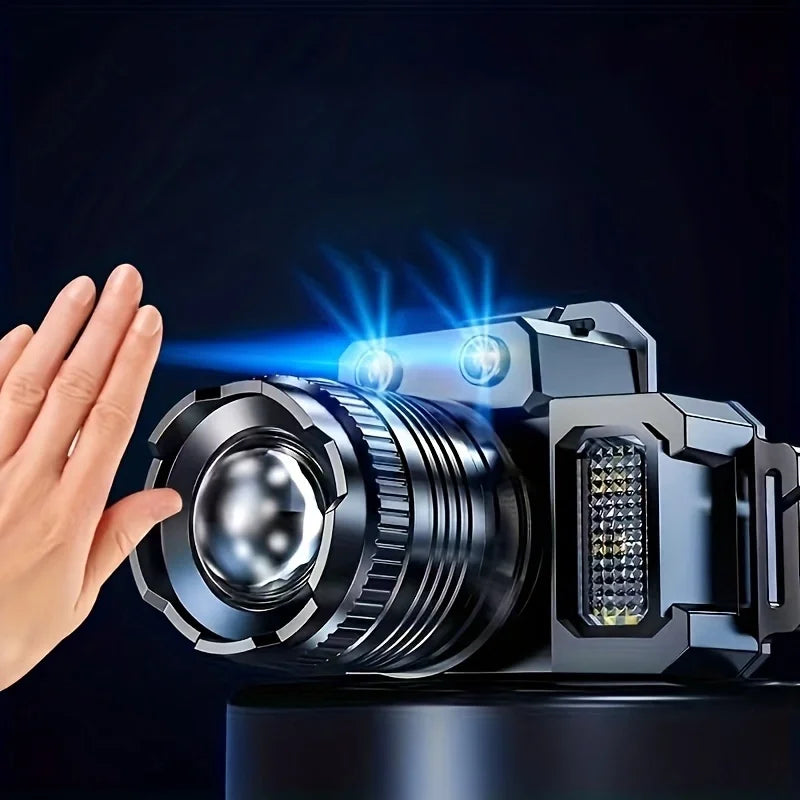 Telescopic Zoom Sensor Headlight Cob Side Light Outdoor USB Rechargeable