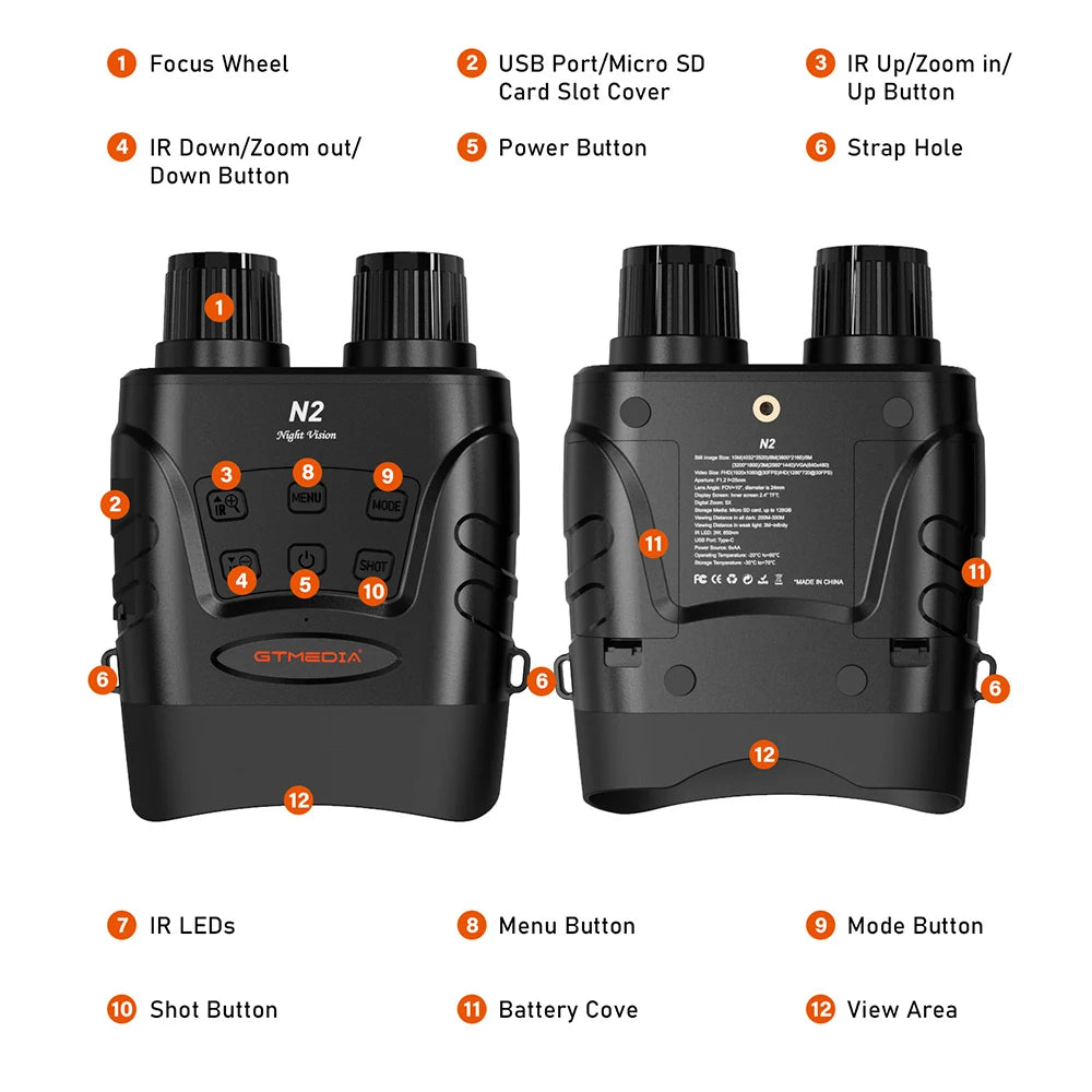 GTMEDIA N2 Night Vision Binoculars 5X Digital Zoom IR
