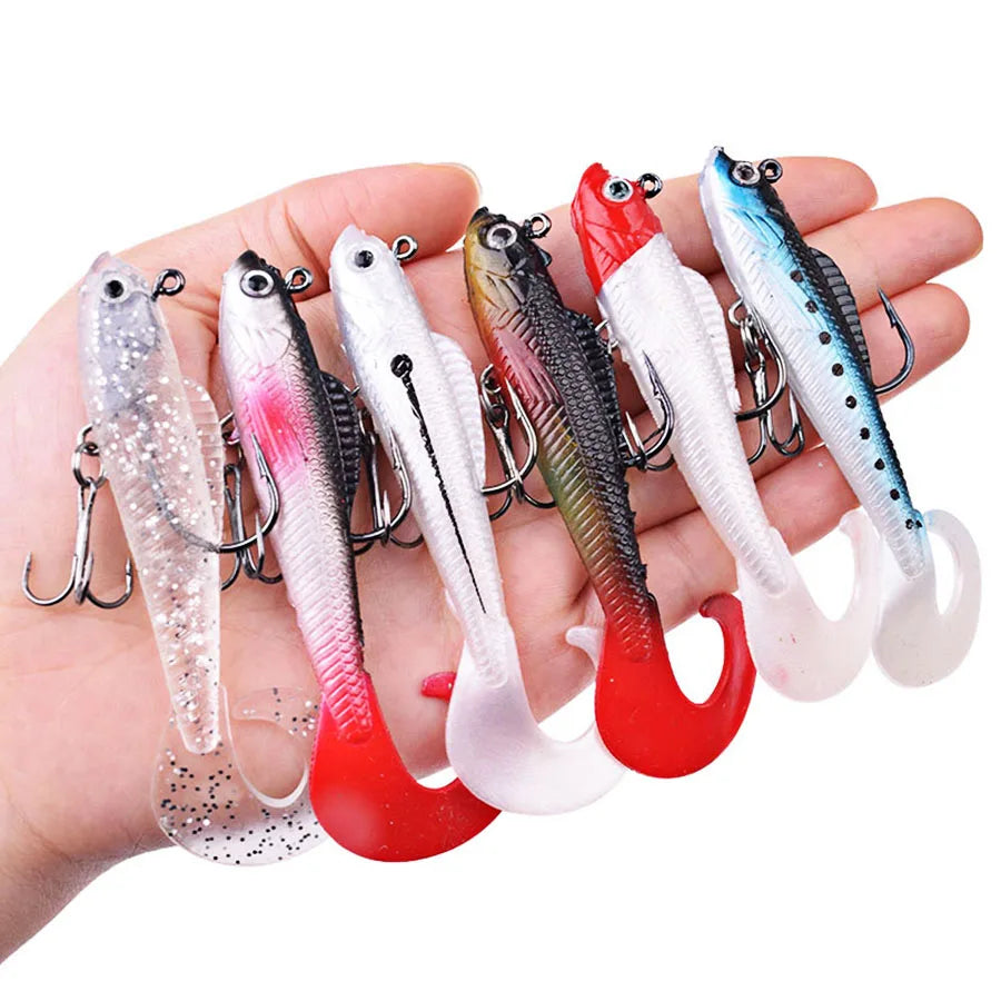 6 Piece Wobblers Soft Silicone Fishing Lures Baits Swimbaits