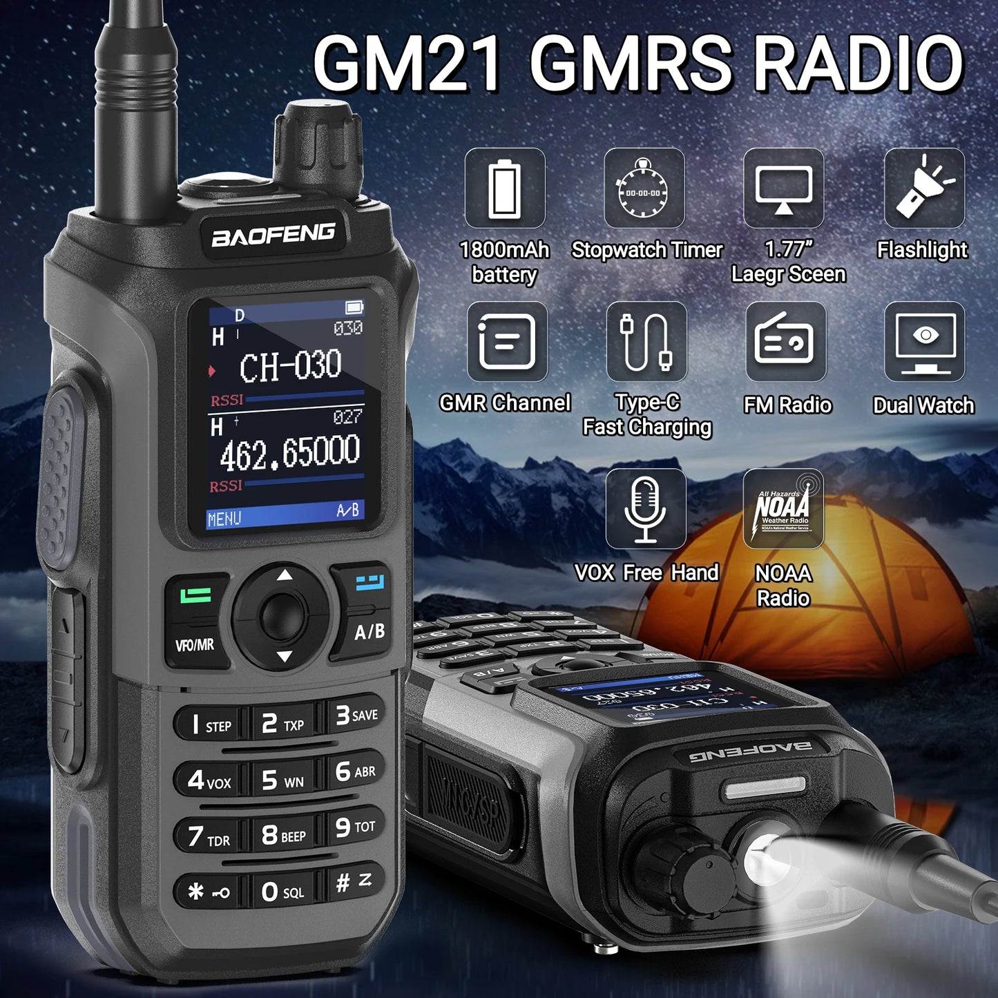 Baofeng GM-21 GMRS Two Way Radio Walkie Talkie Pro