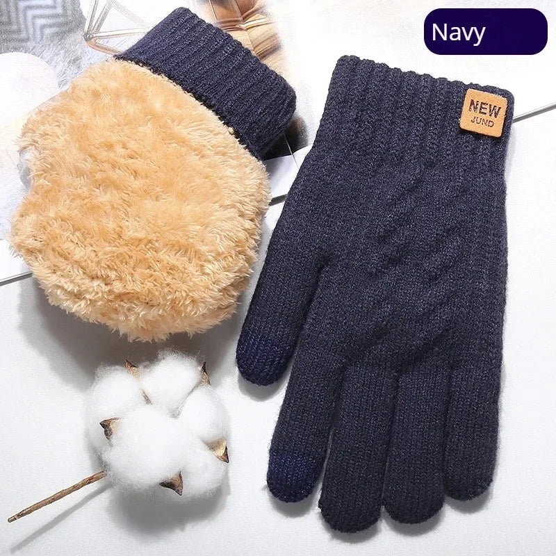CN Unisex Knit Thermal Full Finger Gloves With Touchscreen Wool