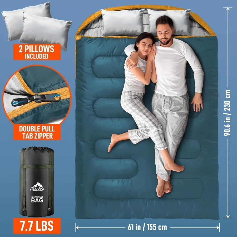 Guangdong CN All Season Double Sleeping Bag For Adults Pillow