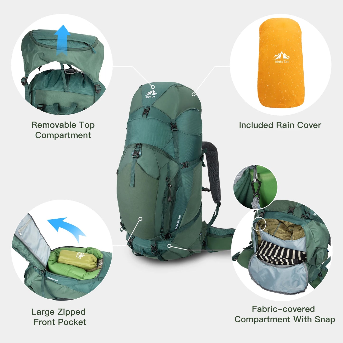 Night Cat HikingBackpack Featuring Internal Frame Ultralight Unisex Comfort System