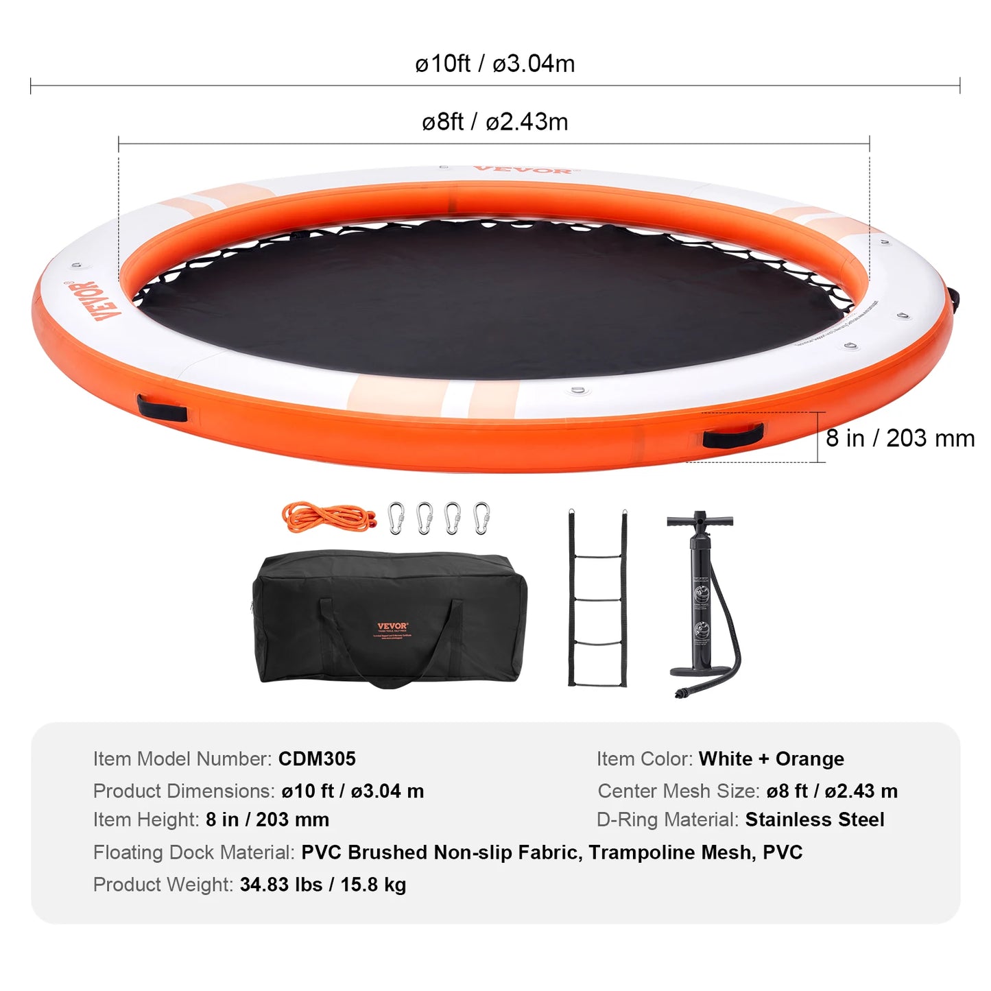 SucceBuy Inflatable Floating Dock With Detachable Ladder Carry Bag