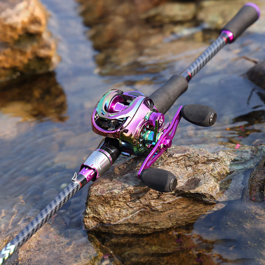 180cm Telescopic Fishing Rod Carbon Fiber, Fast Action for Long Cast, Black Purple Color, for Freshwater & Saltwater