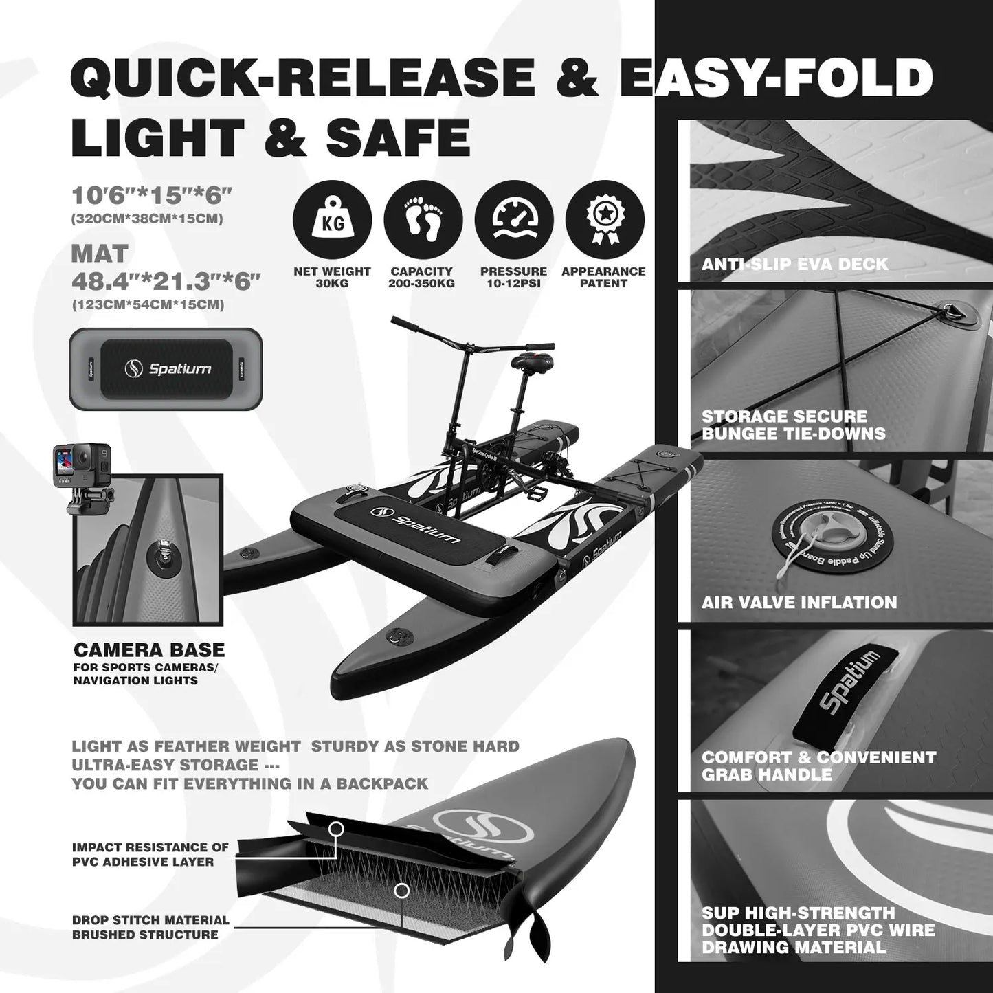 Spatium SUP Water Bike 2.0 Inflatable Pedal Kayak Pro