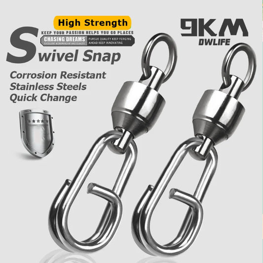 9KM DWLIFE Fishing Swivels Ball Bearing Saltwater Heavy Duty Stainless Steel