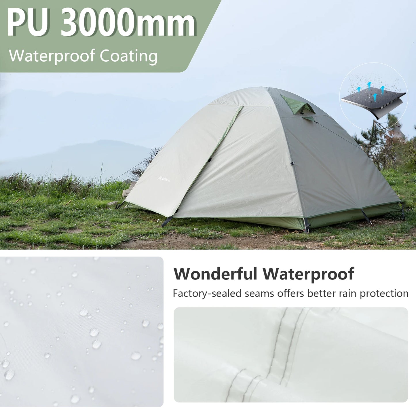 BISINNA Ultralight Double Layer Two Person Camping Tent Waterproof