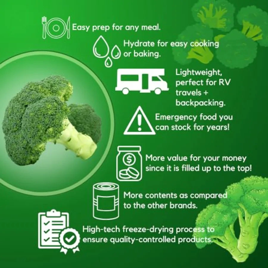 Freeze Dried Broccoli Florets Emergency Food For Long Term Storage