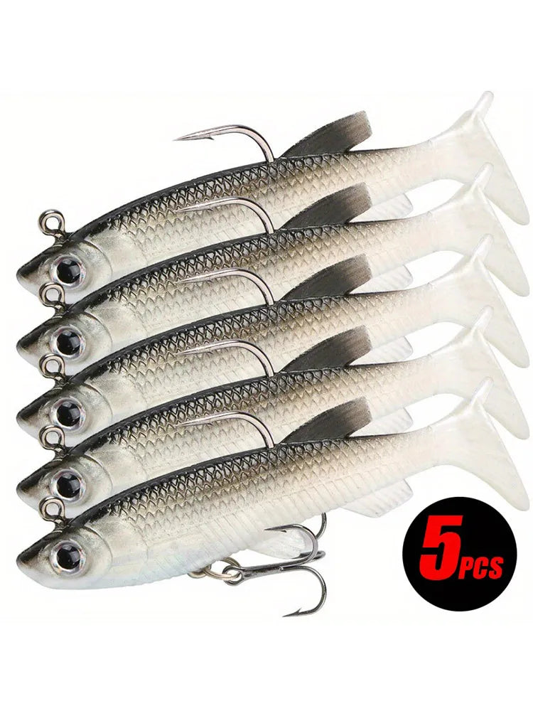 Five Pcs Realistic Soft Bait Lure Kit For Freshwater Fishing