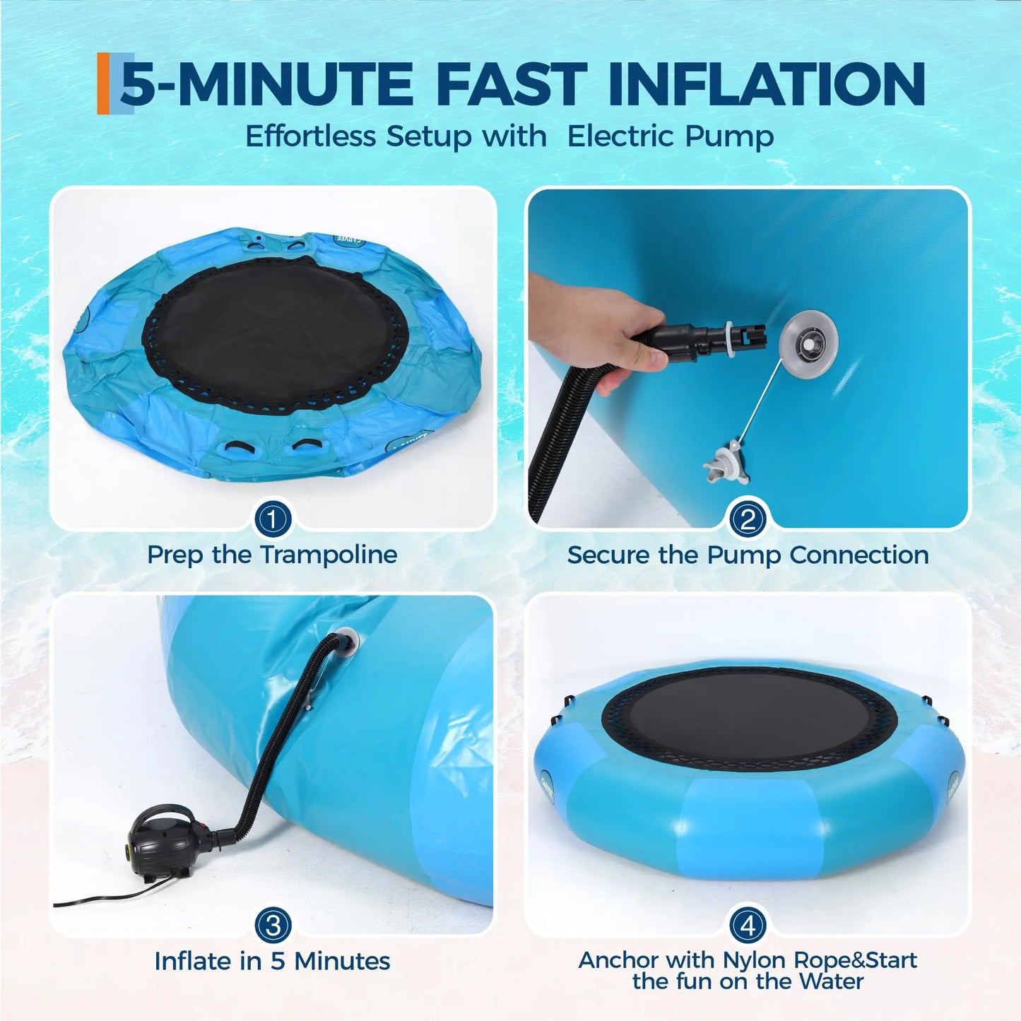 HiMISS Inflatable Water Trampoline Pool Bouncer With Ladder