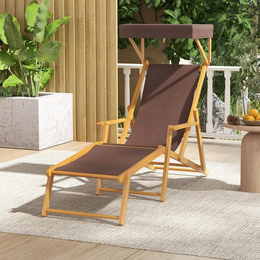 XMSJ Lounge Chair Outdoor Folding Chaise With Adjustable Canopy