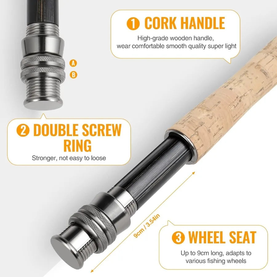 Lightweight Graphite Fly Fishing Rod And Reel Combo Starter Kit