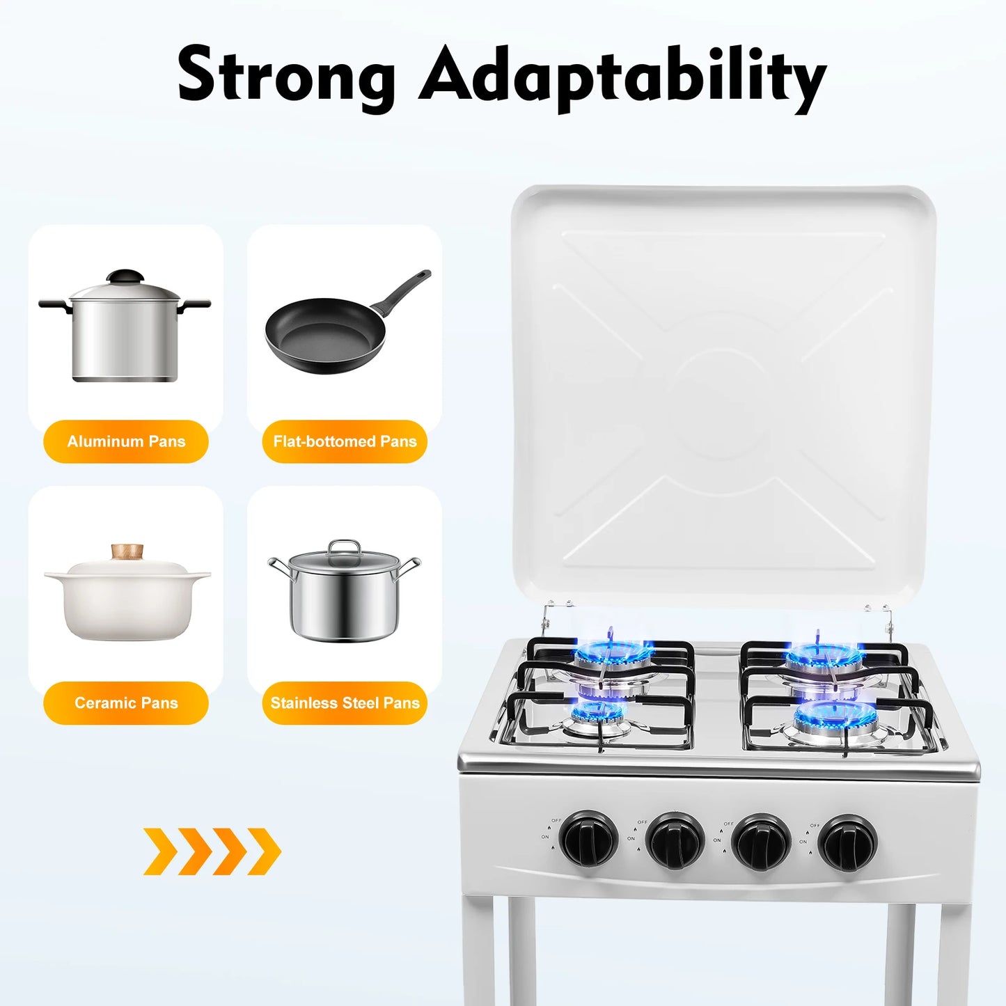 NONED 4 Burner Gas Stove Portable Outdoor Stove With Wind Blocking Cover