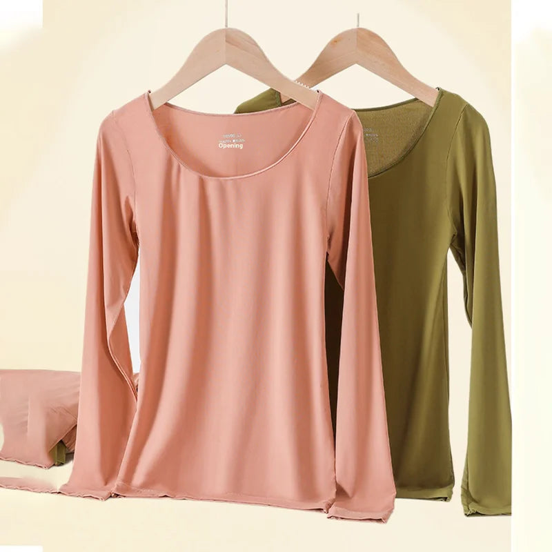 CN Thermal Women Long Sleeve Bottoming Shirt Warm Top