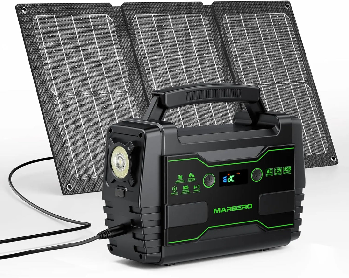 Portable 155Wh Solar Generator With 30W Panel And Two Outlets