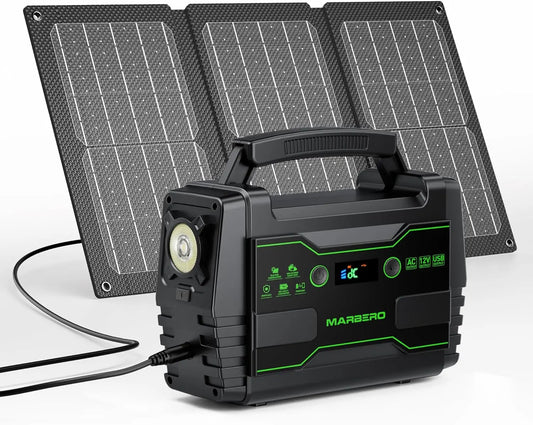 Portable 155Wh Solar Generator With 30W Panel And Two Outlets