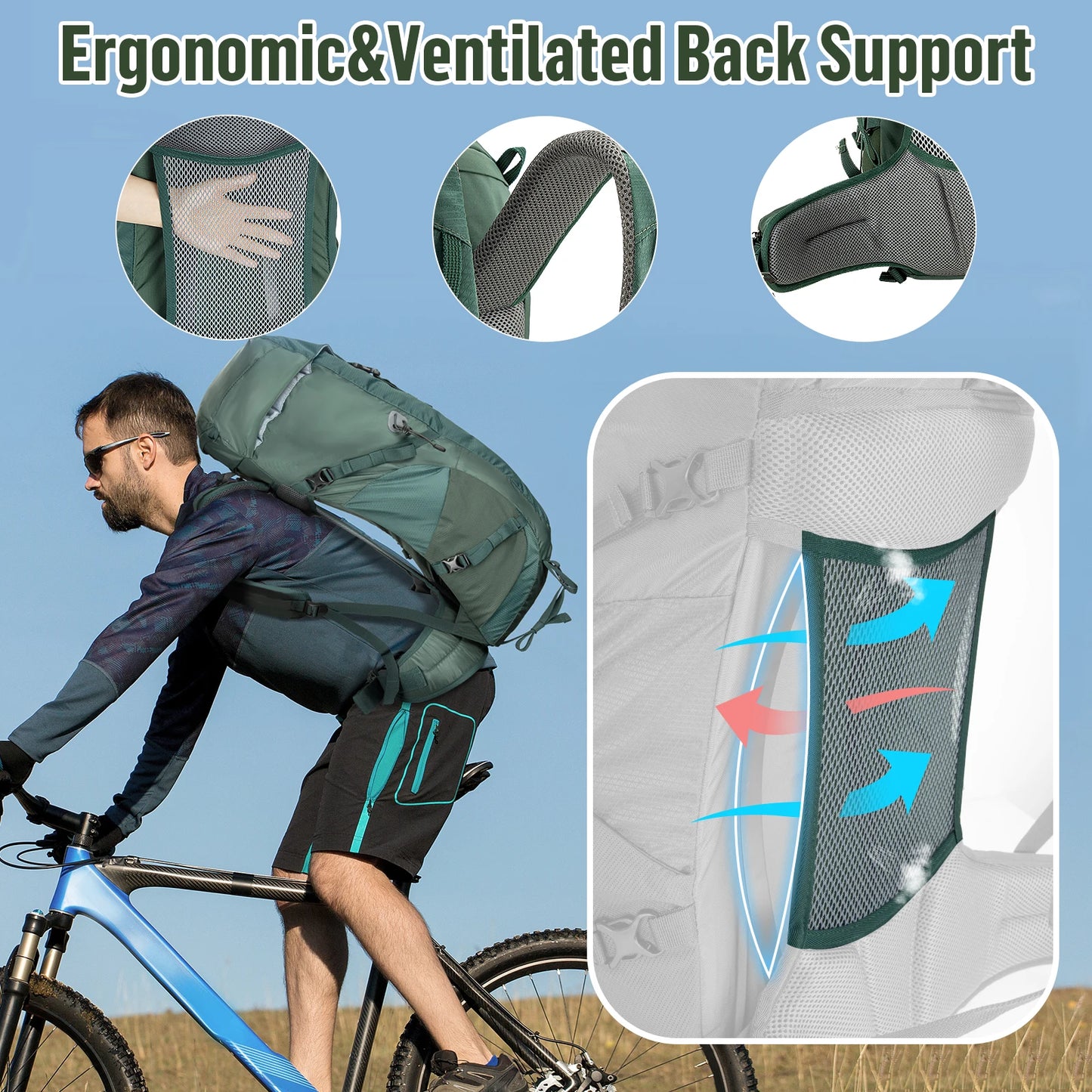 Night Cat HikingBackpack Featuring Internal Frame Ultralight Unisex Comfort System