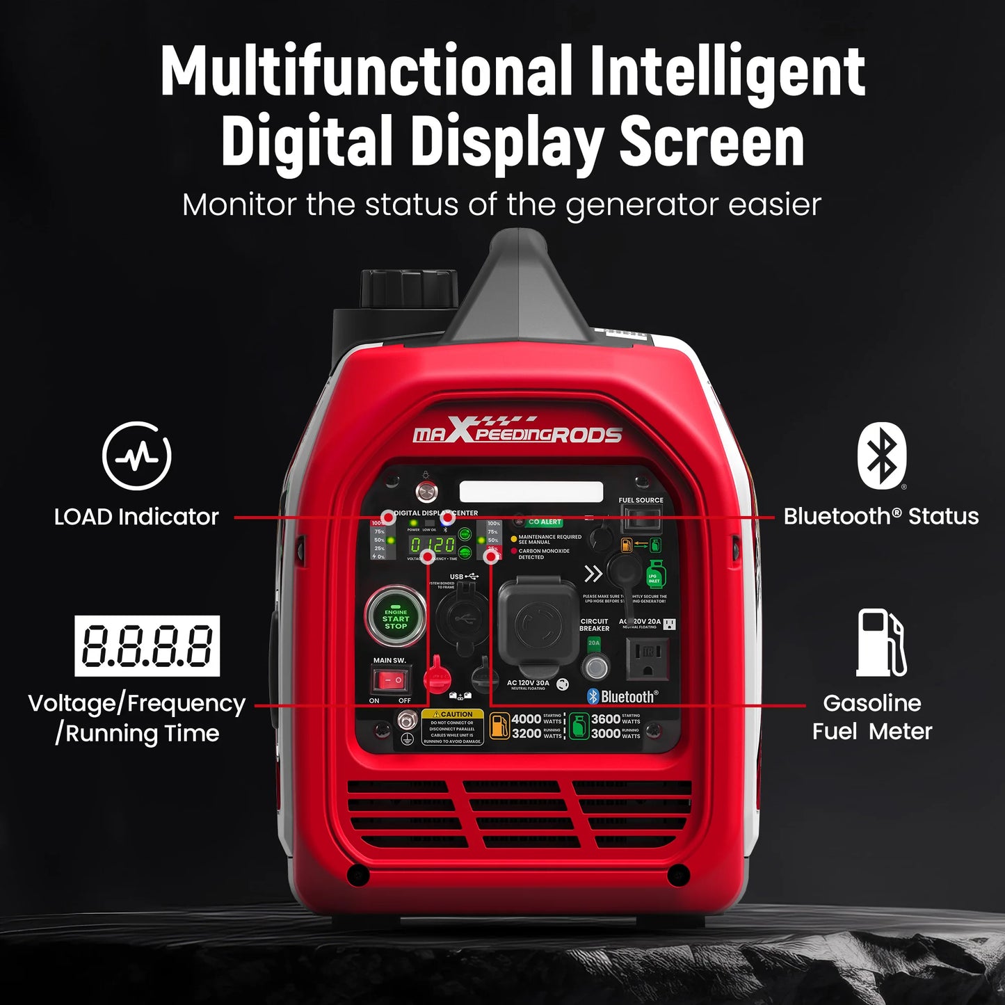 Maxpeedingrods 4kW Dual Fuel Inverter Generator LPG Bluetooth E Start