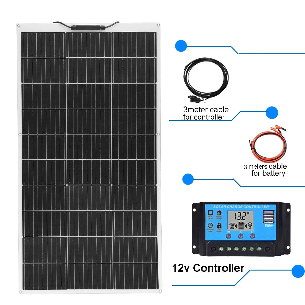 Xinpuguang 100W Flexible Monocrystalline Solar Panel For 12V PowerSystems Rechargeable